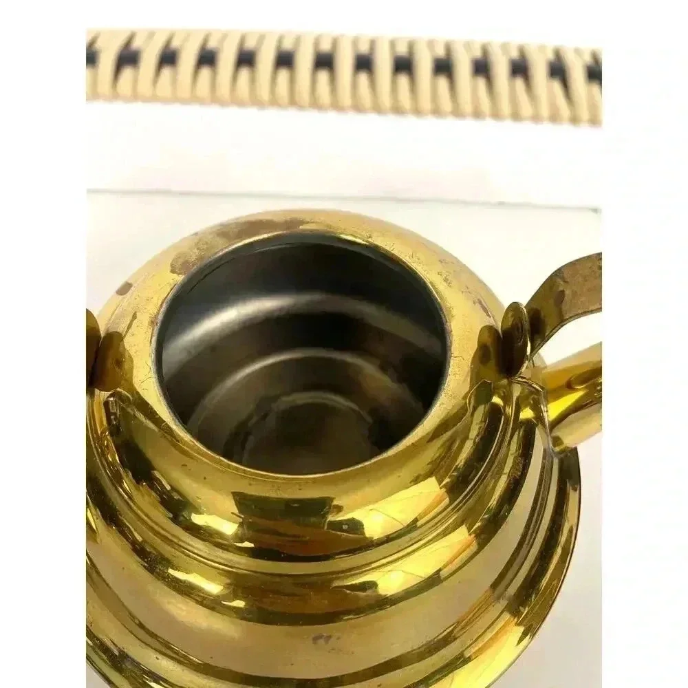 3 PC VTG Brass Pitcher Double‎ Handles Lidded Spout Made in Holland MCM